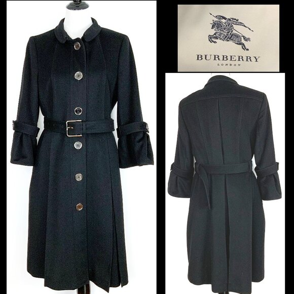 Burberry Jackets & Blazers - Burberry Prorsum Black Cashmere Blend Pleated Midi Length Trench Coat M